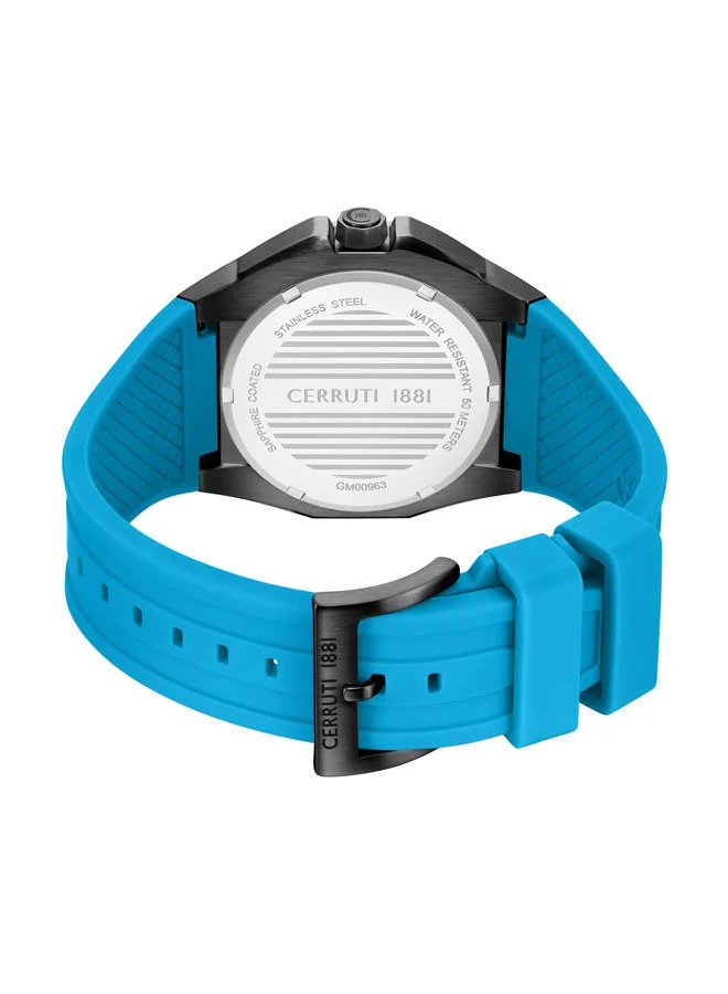 CERRUTI 1881 Fluro Blue Men's Arezzo Black Carbon Dial Silicone Strap Analog Watch for Men, 41mm for Men | Best Price UAE